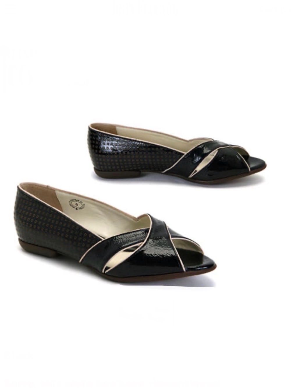 JOHN FLUEVOG Tootie black peep toe flats Sz 9.5